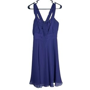 David's Bridal Bridesmaid Chiffon Dress Midi, Purple, Size 8